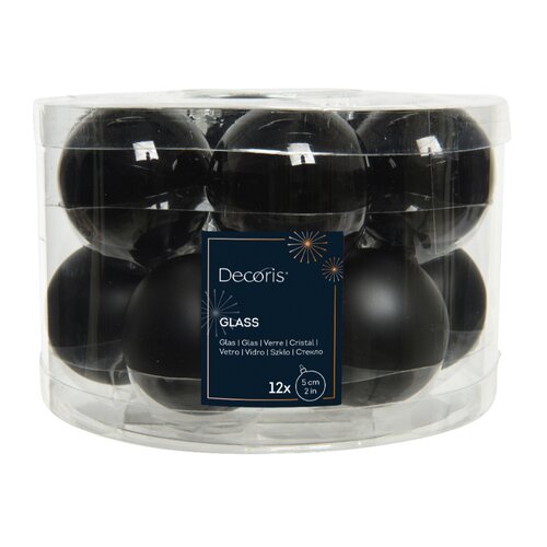 Decoris kerstballen glas zwart