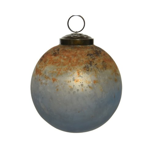Decoris kerstbal glas colorflow antique - mistig blauw