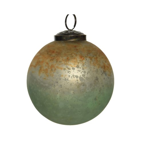 Decoris kerstbal glas colorflow antique - Mosgroen