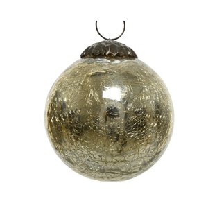 Decoris kerstbal glas crackle - Goud