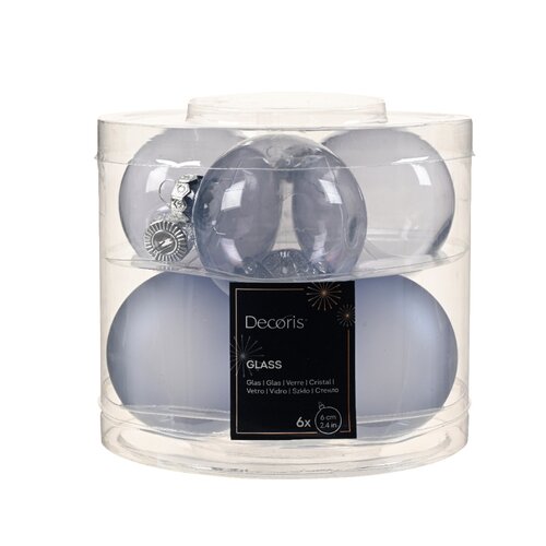 Decoris kerstbal glas 6 stuks - D 6 cm