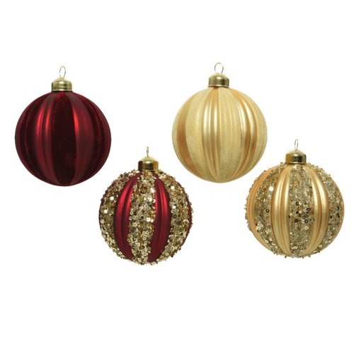 Decoris kerstbal glas matt sequins 4ass