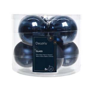 Kerstballen glas nachtblauw - D 7,0 cm