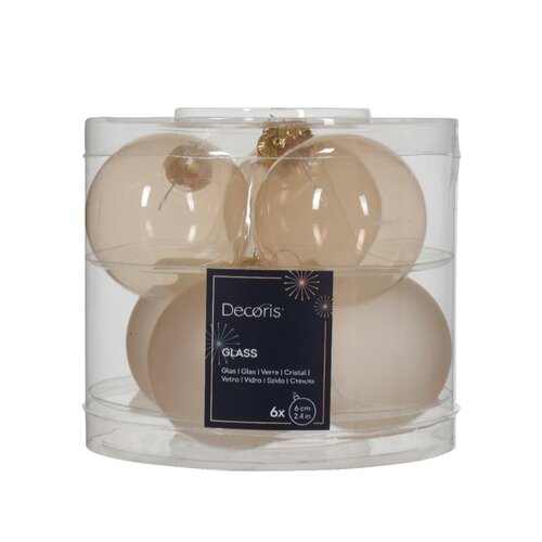 Decoris kerstbal glas parel 6 stuks - D 6 cm
