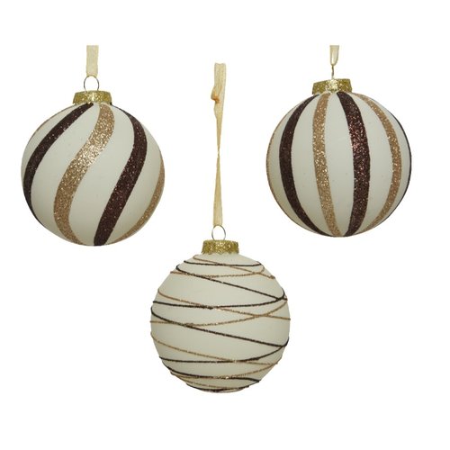 Decoris kerstbal glas silver inside w matt color glitter 3ass - WolWit