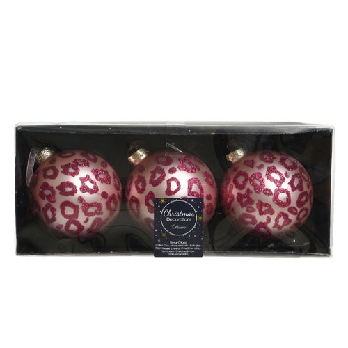 Decoris kerstballen glas zilver inside w matt color glitter ring - lippenstift roze