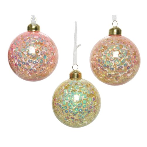 Decoris kerstbal glas transparent color spangle w iris 3kl.ass