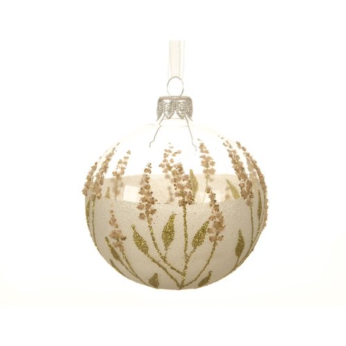 Decoris kerstbal glas transparent - eco dried plumes - transparant