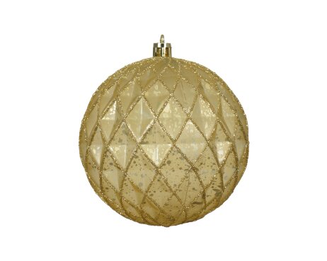 Decoris kerstbal kunststof  antiek goud - D 10 cm
