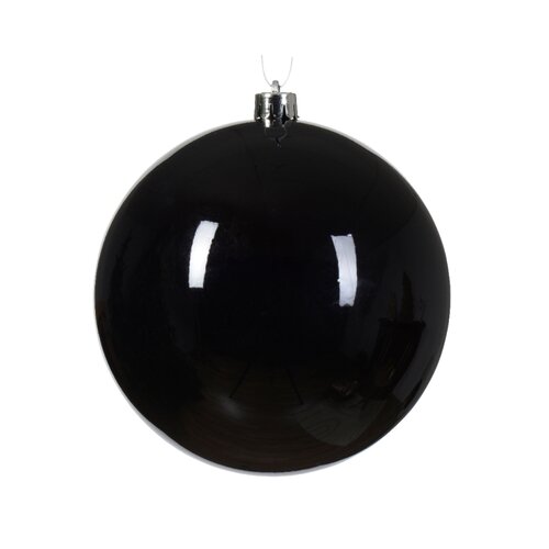 Decoris kerstbal kunststof zwart D 14 cm