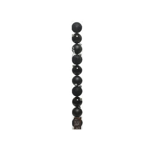 Decoris kunststof kerstballen zwart - D 6 cm