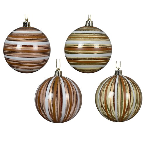 Decoris kerstbal kunststof  bruin/kleur(en) - D 8 cm