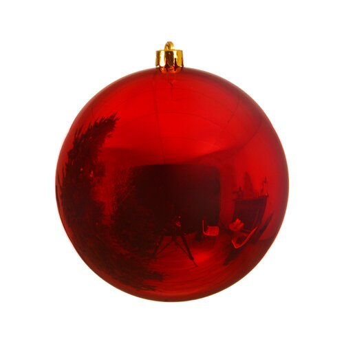 Decoris kunststof kerstbal XL kerstrood - D 25 cm
