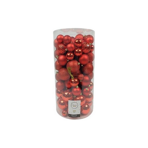 Decoris kunststof kerstballen christmas red 100 stuks - D 4/6/8 cm