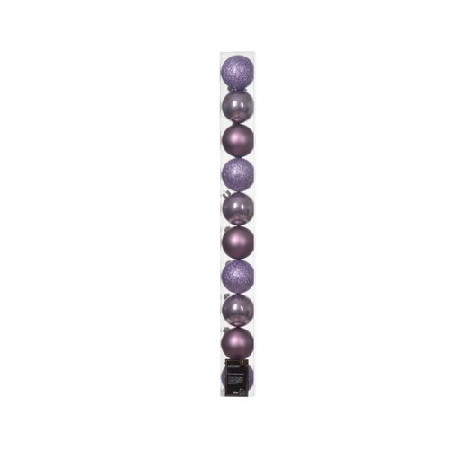 Decoris kerstbal kunststof chrystal paars D 6 cm 10 stuks