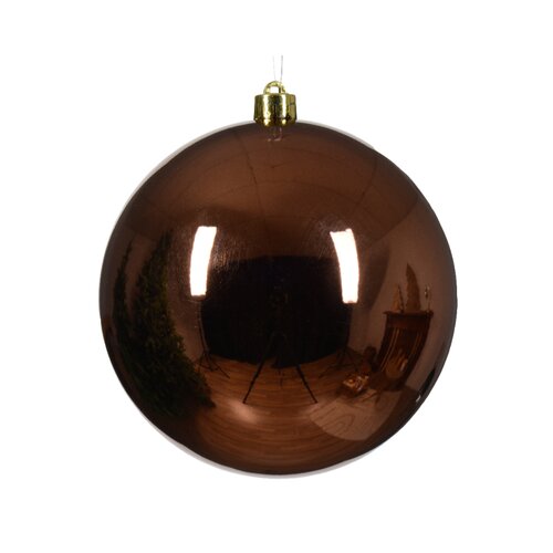 Decoris kunststof kerstbal XL espresso - D 14 cm