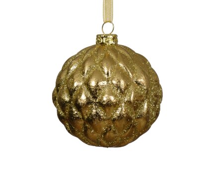 Decoris kerstbal kunststof  licht goud - D 8 cm