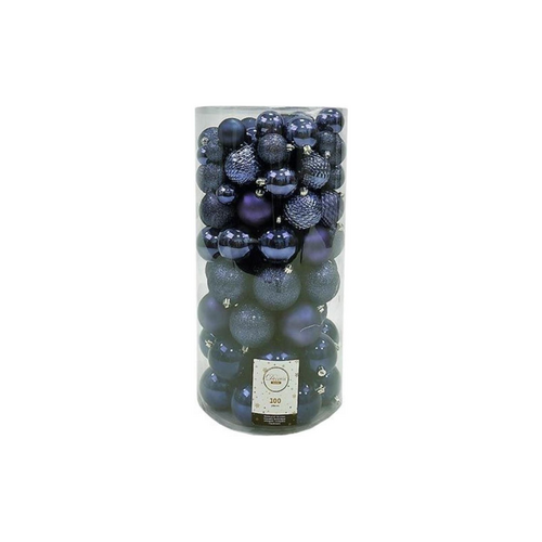 Decoris kunststof kerstballen night blue 100 stuks - D 4/6/8 cm