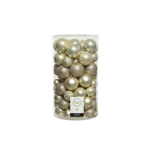 Decoris kunststof kerstballen pearl 100 stuks - D 4/6/8 cm