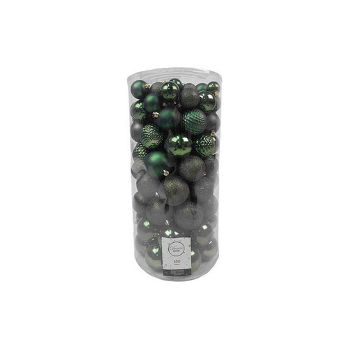 Decoris kunststof kerstballen pine green 100 stuks - D 4/6/8 cm