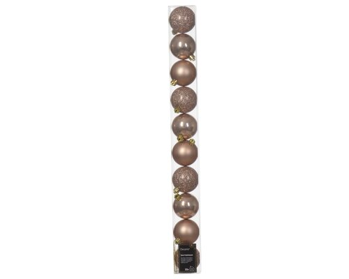 Decoris kerstbal kunststof Sparkling rosé D 6 cm 10 stuks