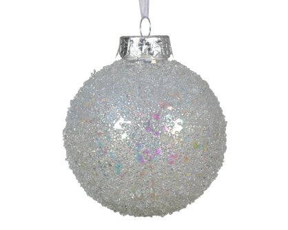 Decoris kerstbal kunststof  transparant/iris - D 8 cm