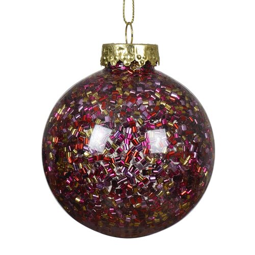 Decoris kerstbal kunststof  transparant/kleur(en) - D 8 cm