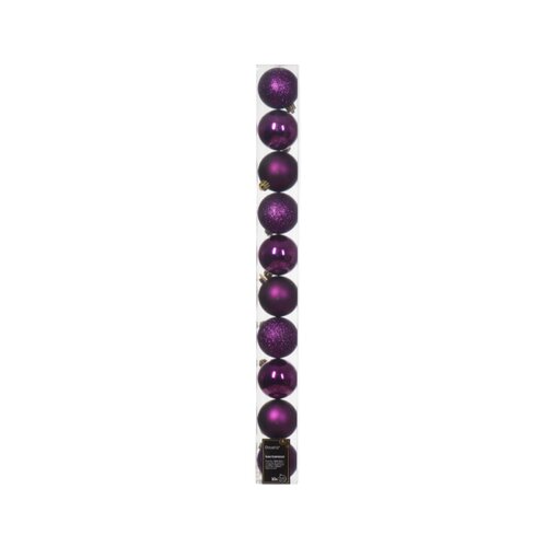 Decoris kerstbal kunststof violet D 6 cm 10 stuks