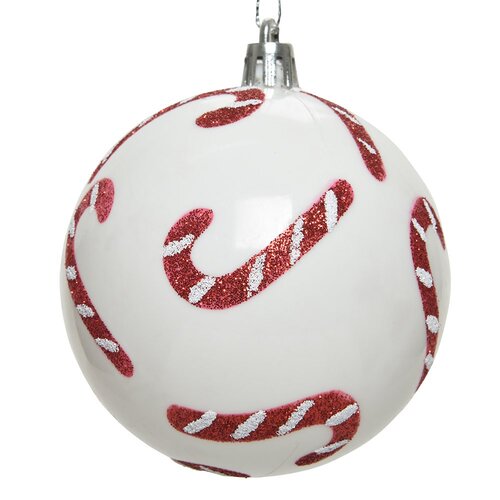 Decoris kerstbal kunststof  winterwit - D 8 cm