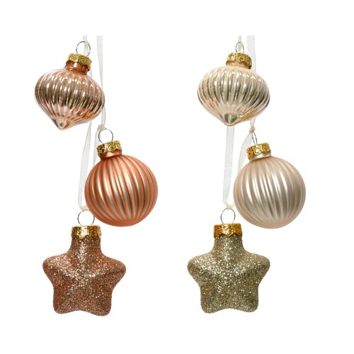 Decoris kerstbal trosmix glas parel 11.5 cm