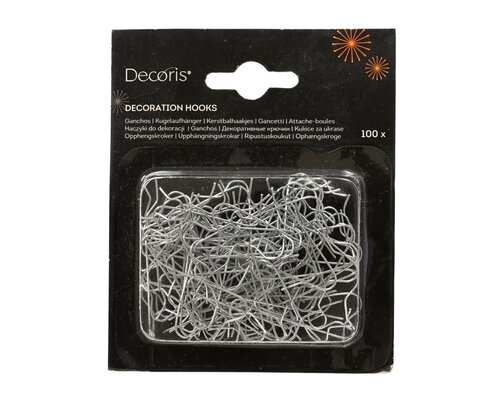 Decoris Kerstbalhaakjes ijzer - L3,5cm Zilver 100 stuks