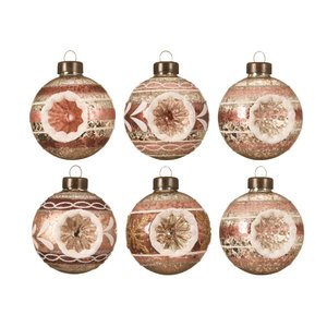 Decoris kerstballen glas antique mix - roze/kleur(en)