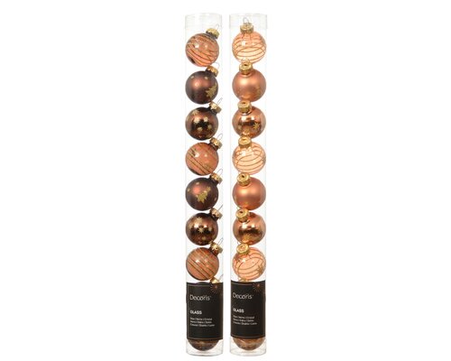 Decoris Kerstballen glas - D3cm Meerkleurig 9 stuks - afbeelding 1
