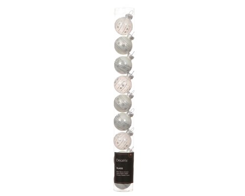Decoris Kerstballen glas - D3cm Winterwit 9 stuks - afbeelding 1