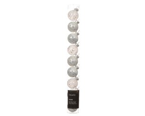 Decoris Kerstballen glas - D3cm Winterwit 9 stuks - afbeelding 1