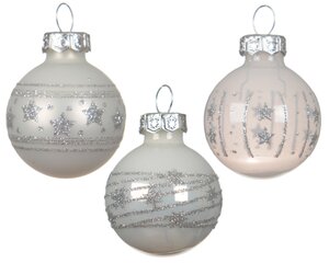 Decoris Kerstballen glas - D3cm Winterwit 9 stuks - afbeelding 2