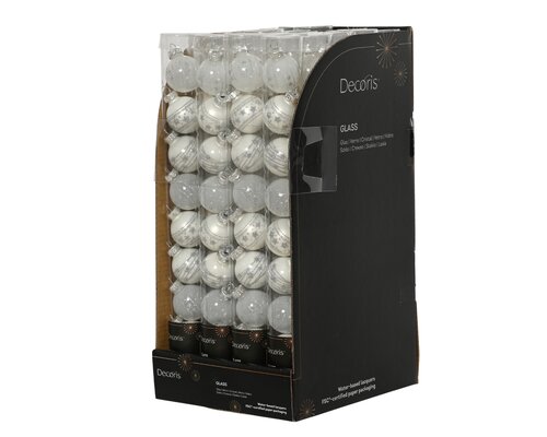 Decoris Kerstballen glas - D3cm Winterwit 9 stuks - afbeelding 3