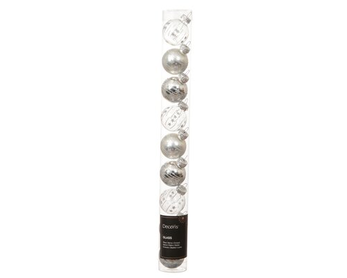 Decoris Kerstballen glas - D3cm Zilver 9 stuks - afbeelding 1