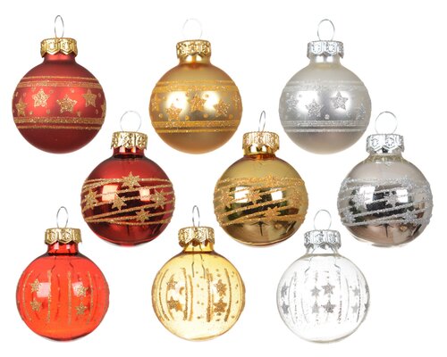 Decoris Kerstballen glas - D3cm Zilver 9 stuks - afbeelding 2