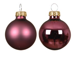 Decoris Kerstballen glas - D5cm Donkerroze 12 stuks - afbeelding 2