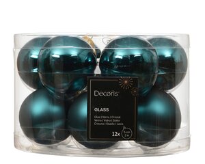 Decoris Kerstballen glas - D5cm Smaragdgroen 12 stuks - afbeelding 1