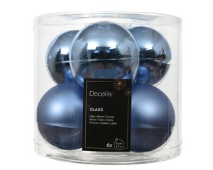 Decoris Kerstballen glas - D8cm Ochtendblauw 6 stuks - afbeelding 1