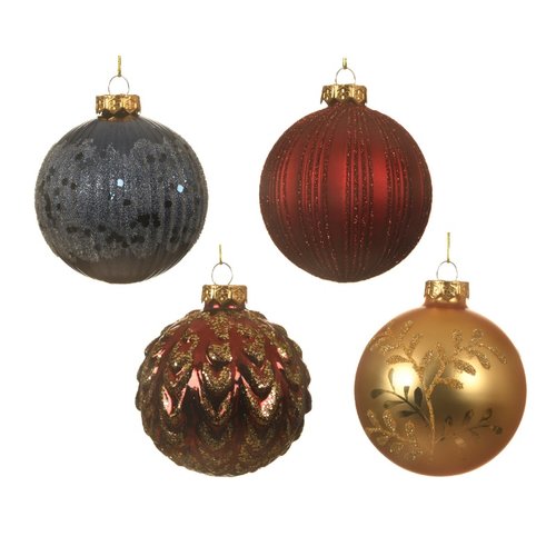 Decoris kerstballen glas mix - nachtblauw\/kleur(en)