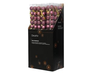 Decoris Kerstballen kunststof - D3cm Donkerroze 14 stuks - afbeelding 3