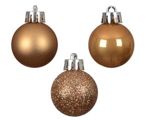 Decoris Kerstballen kunststof - D3cm Karamelbruin 14 stuks - afbeelding 2