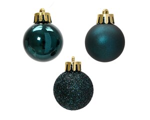 Decoris Kerstballen kunststof - D3cm Smaragdgroen 14 stuks - afbeelding 2