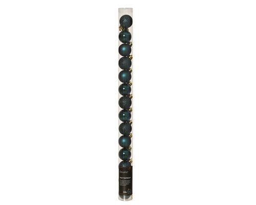 Decoris Kerstballen kunststof - D3cm Smaragdgroen 14 stuks - afbeelding 1
