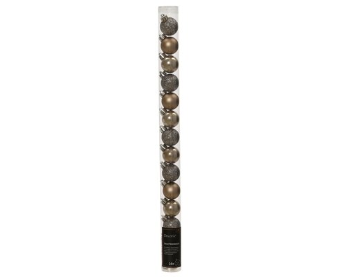 Decoris Kerstballen kunststof - D3cm Smokey parel 14 stuks - afbeelding 1