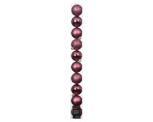 Decoris Kerstballen kunststof - D6cm Donkerroze 10 stuks - afbeelding 1