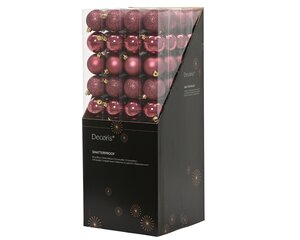 Decoris Kerstballen kunststof - D6cm Donkerroze 10 stuks - afbeelding 2